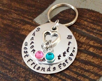 Best Friends Forever Best Friend Keychain Friend Keychain Personalized Keychain Handstamped Keychain Gift for Best Friend Friend Gift