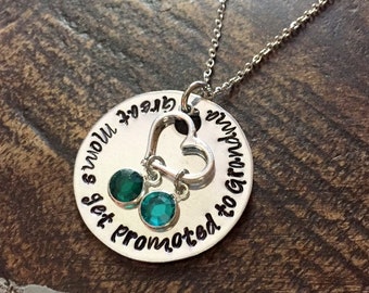 Great Moms Get Promoted to Grandma Grandma Necklace Grandma Jewelry Personalized Jewelry Handstamped Jewelry Name Necklace Mimi Necklace