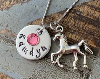 Mädchen Pferd Halskette Pferd Schmuck Name Halskette Pferd Liebhaber Geschenk Geburtstag Halskette Mädchen Weihnachten Geschenk