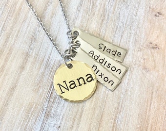 Nana Necklace Nana Jewelry Personalized Jewelry Handstamped Jewelry Name Necklace Handstamped Necklace Charm Jewelry