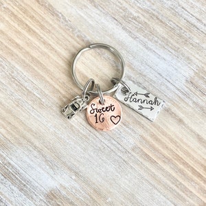 New Car Keychain,Personalized Sweet 16 Keychain, New Driver Keychain, Sweet Sixteenth Birthday Gift, Sweet 16 Gifts, Gifts For Daughter image 5