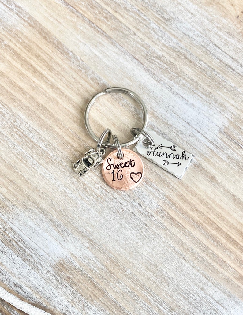 New Car Keychain,Personalized Sweet 16 Keychain, New Driver Keychain, Sweet Sixteenth Birthday Gift, Sweet 16 Gifts, Gifts For Daughter image 5