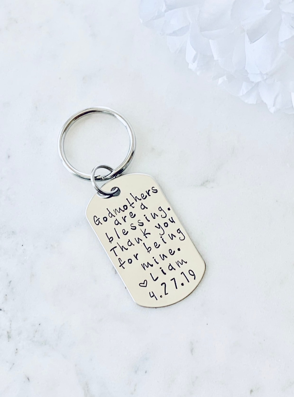 Godmother Keychain Baptism Gift Christening Keychain Etsy
