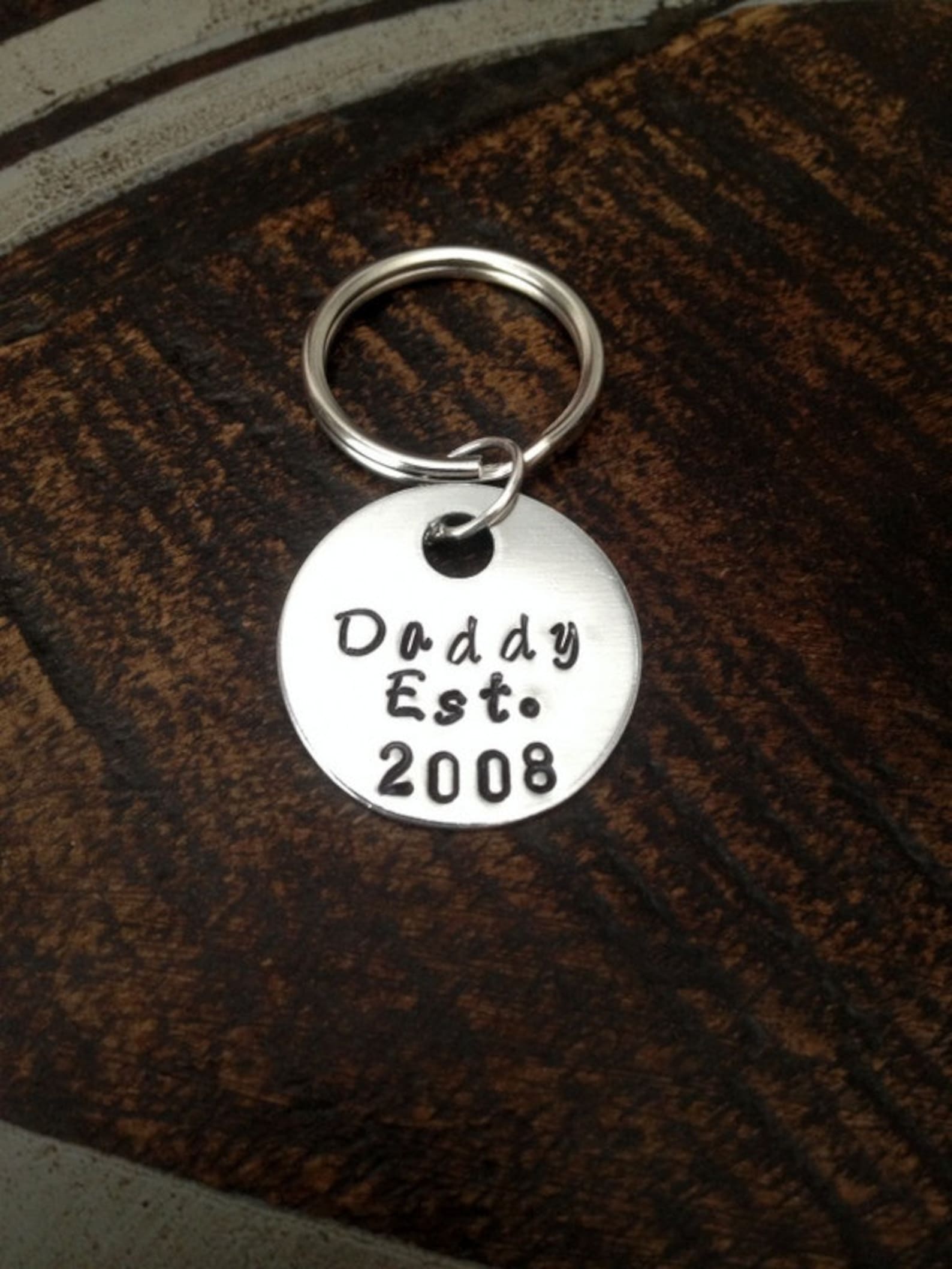 Dad Keychain Daddy Keychain Handstamped Keychain Personalized Etsy