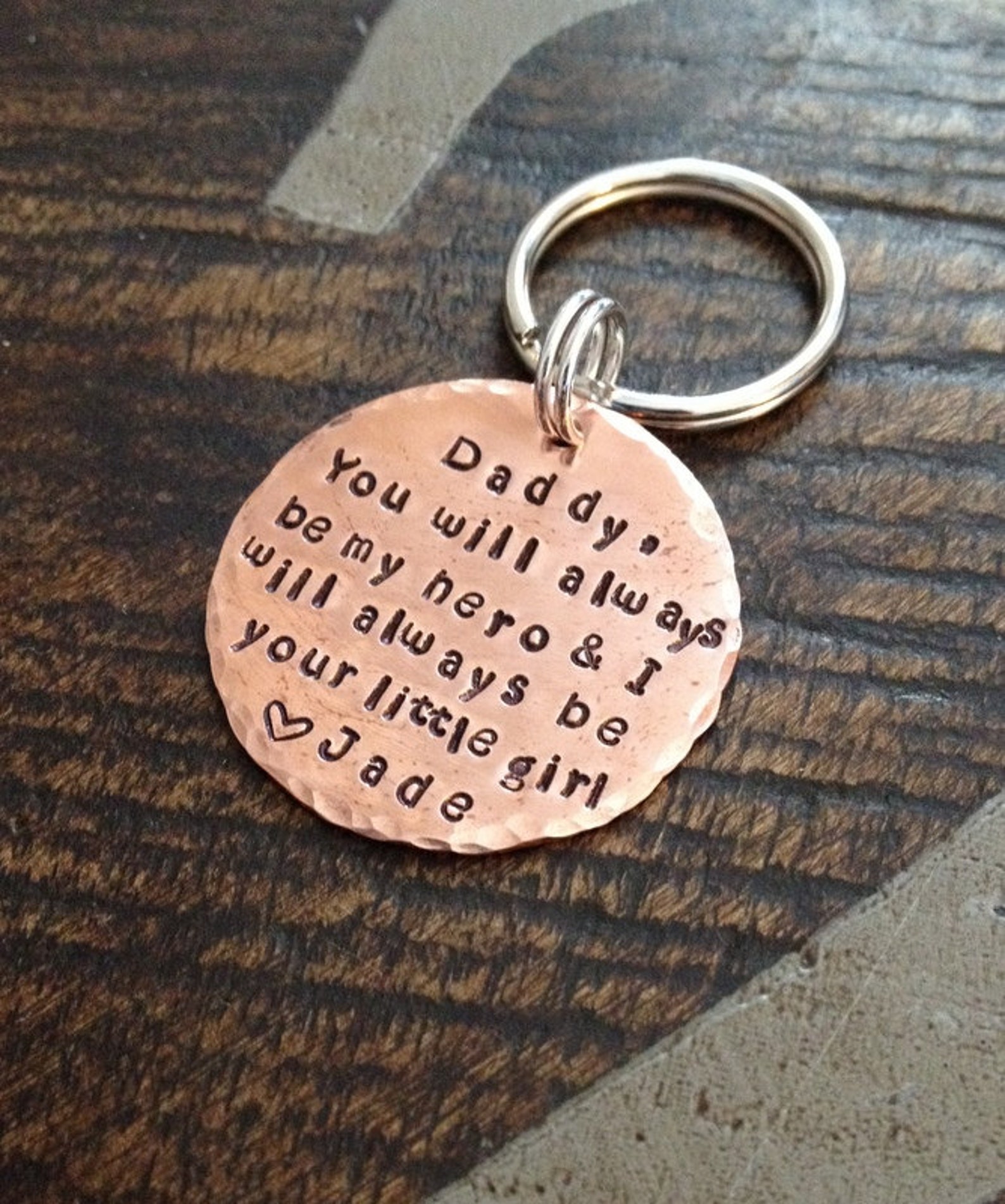 Dad Keychain Daddy Keychain Handstamped Keychain Personalized Etsy