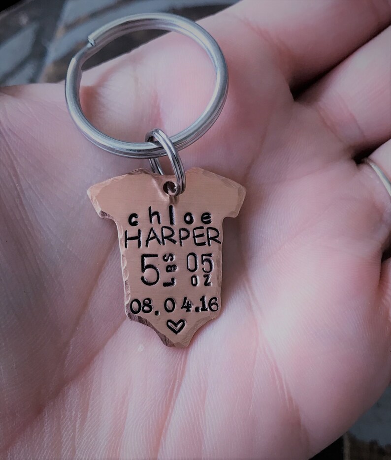Onesie Keychain Baby Announcement Baby Statistics Keychain New Etsy