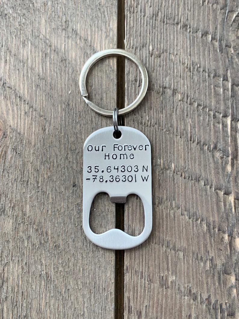 Bottle Opener Keychain Custom Keychain Handstamped Keychain Etsy