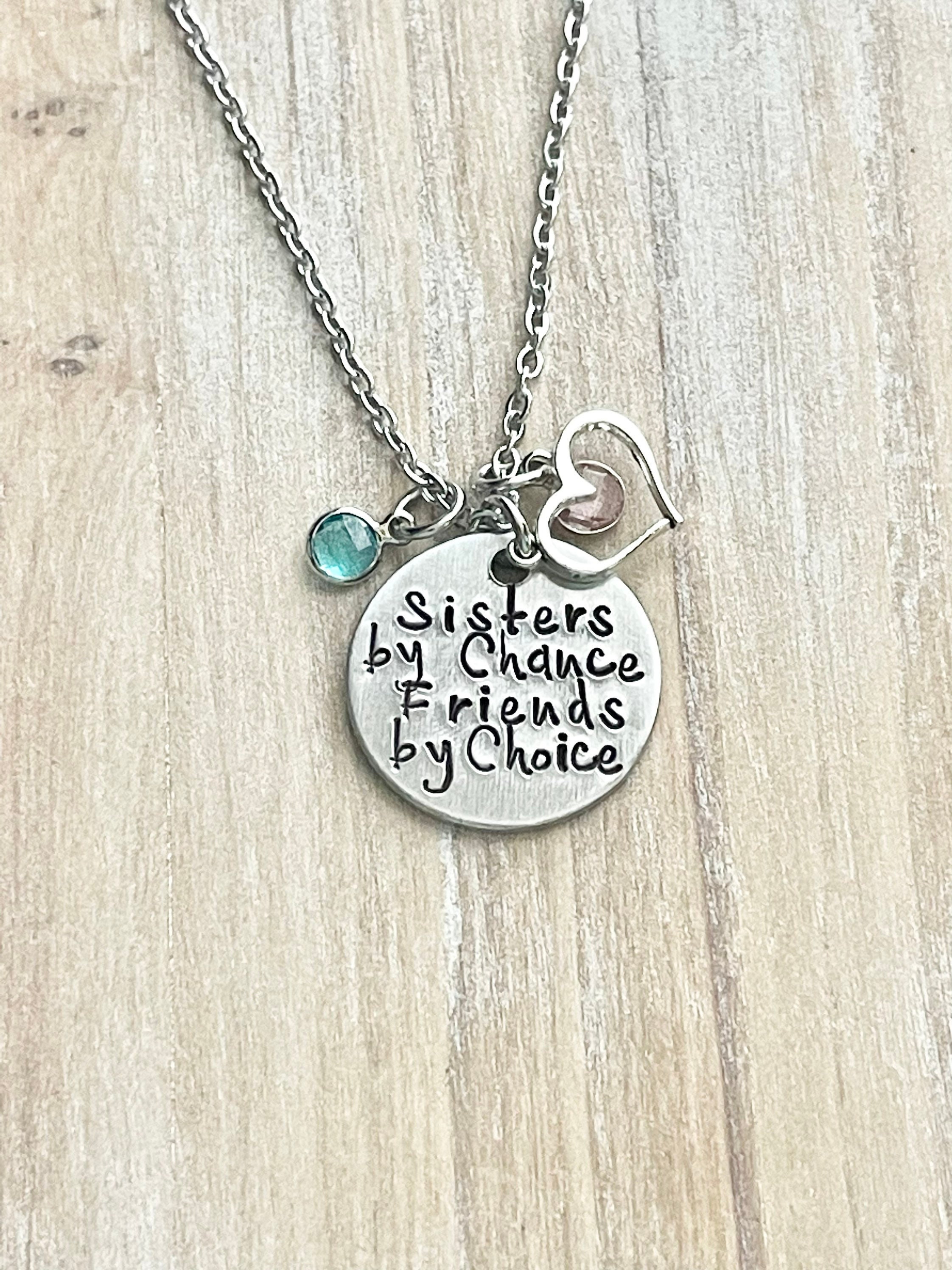Sisters by chance friends by choice necklace sale