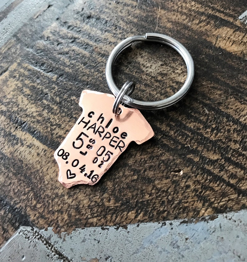 Onesie Keychain Baby Announcement Baby Statistics Keychain New Etsy