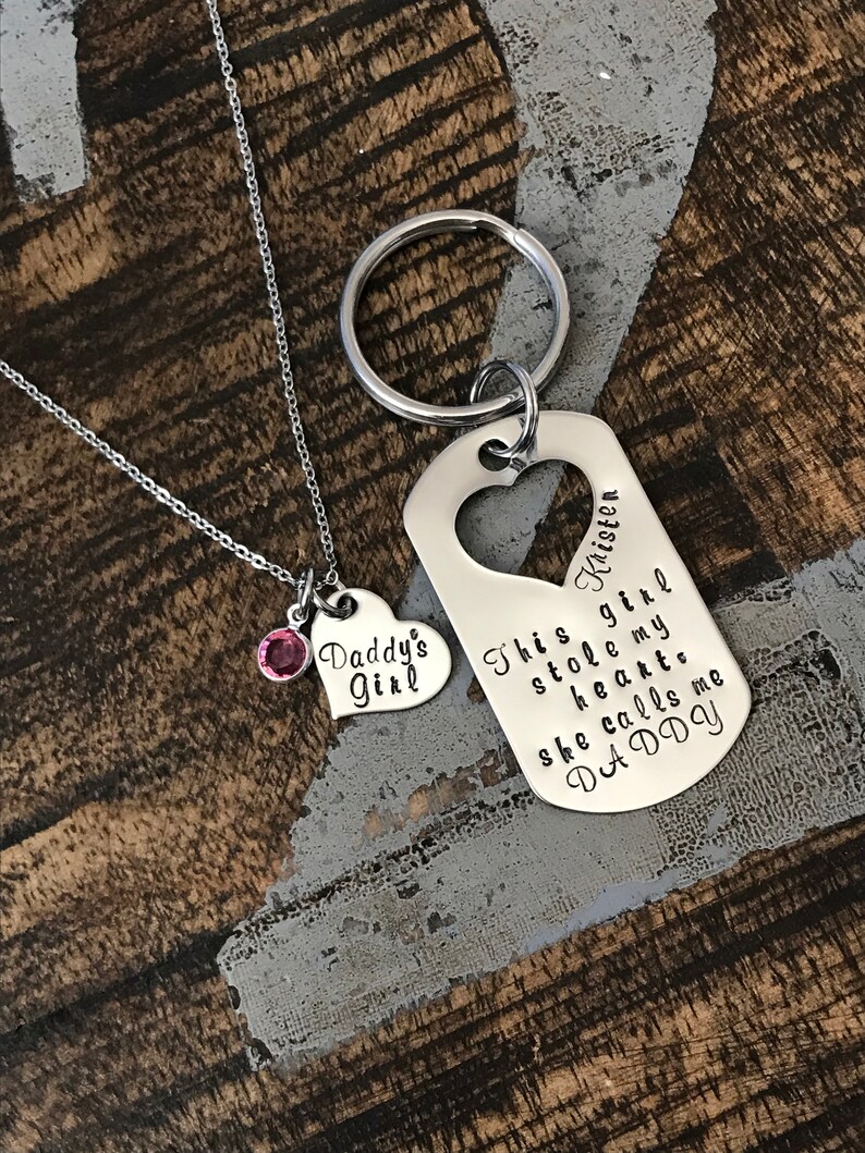 Schlüsselanhänger & Halskette Set „This Girl Stole My Heart“ – Vater-Tochter Geschenk