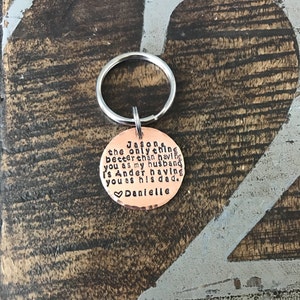 Dad Keychain Husband Keychain Handstamped Keychain Personalized Keychain Copper Keychain Quote Keychain Anniversary Gift Gift for new dad image 2