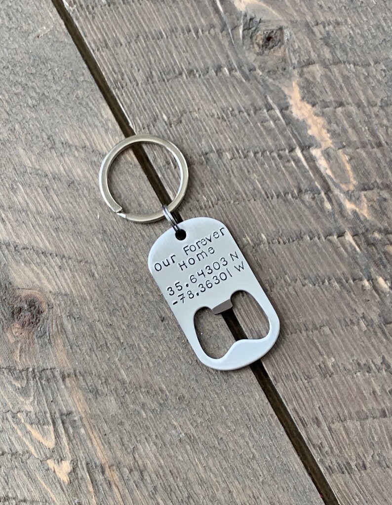Bottle Opener Keychain Custom Keychain Handstamped Keychain Etsy