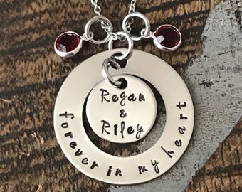 Loss Gift Forever In My Heart Necklace Memorial Necklace Engraved Jewelry Miscarriage Jewelry Mother Jewelry Personalized Jewelry Washer