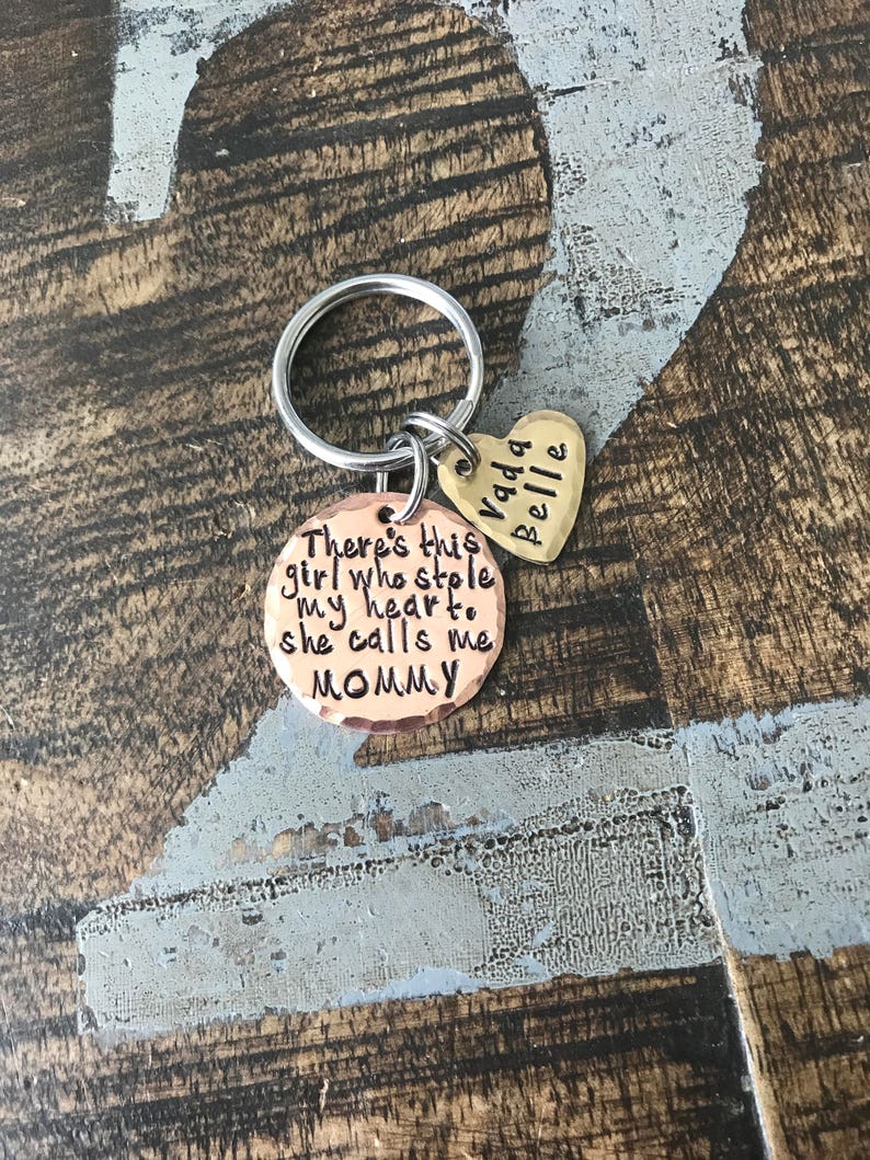 FREE SHIP USA Mom keychain, mothers day, mom gift Theres this girl who stole my heart she calls me Mom gift for mom dad gift, fathers day image 1