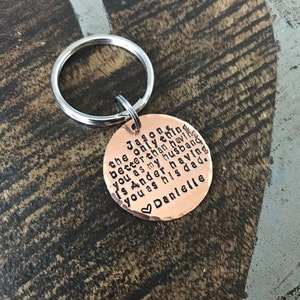 Dad Keychain Husband Keychain Handstamped Keychain Personalized Keychain Copper Keychain Quote Keychain Anniversary Gift Gift for new dad image 3