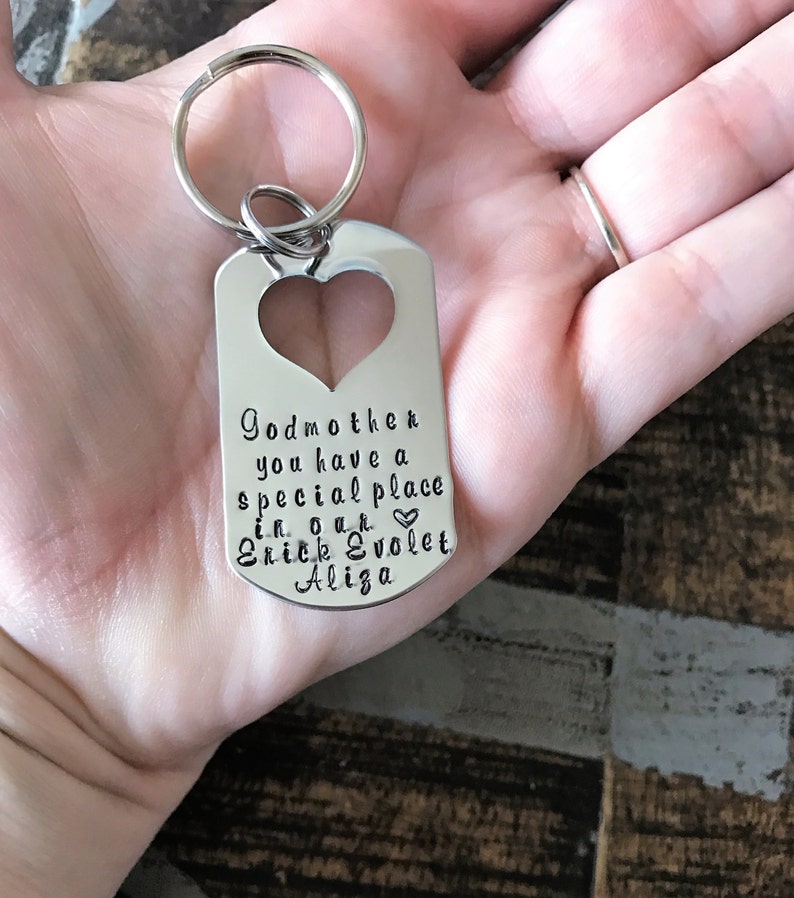 Godmother Keychain Baptism Gift Christening Keychain Etsy