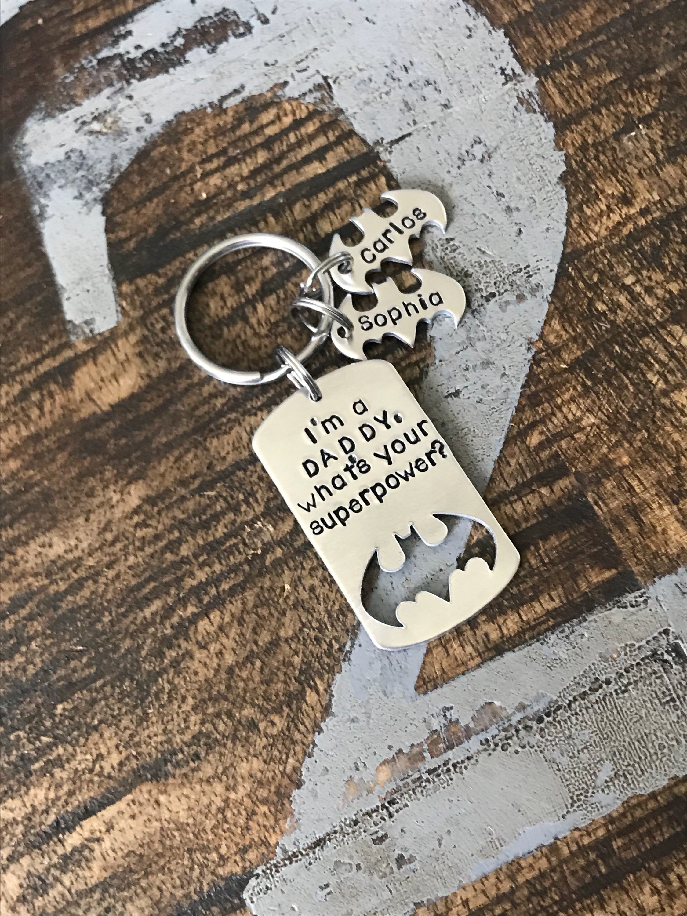 Daddy Gift Batman Keychain Father's Day Gifts Personalized Etsy