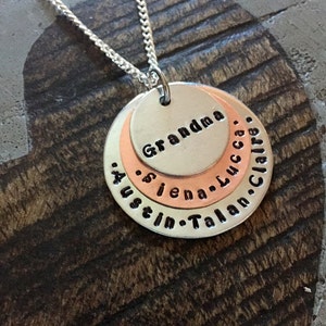 Grandma Necklace Mom Necklace Handstamped Mother Necklace Copper Jewelry Wife Necklace Gift for Wife Gift for Mom Mothers Day Gift