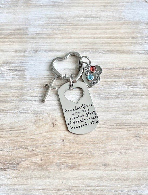 Grandchildren Keychain Grandparents Gift Proverbs 176 Etsy