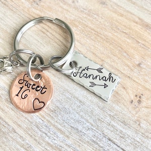 New Car Keychain,Personalized Sweet 16 Keychain, New Driver Keychain, Sweet Sixteenth Birthday Gift, Sweet 16 Gifts, Gifts For Daughter image 3