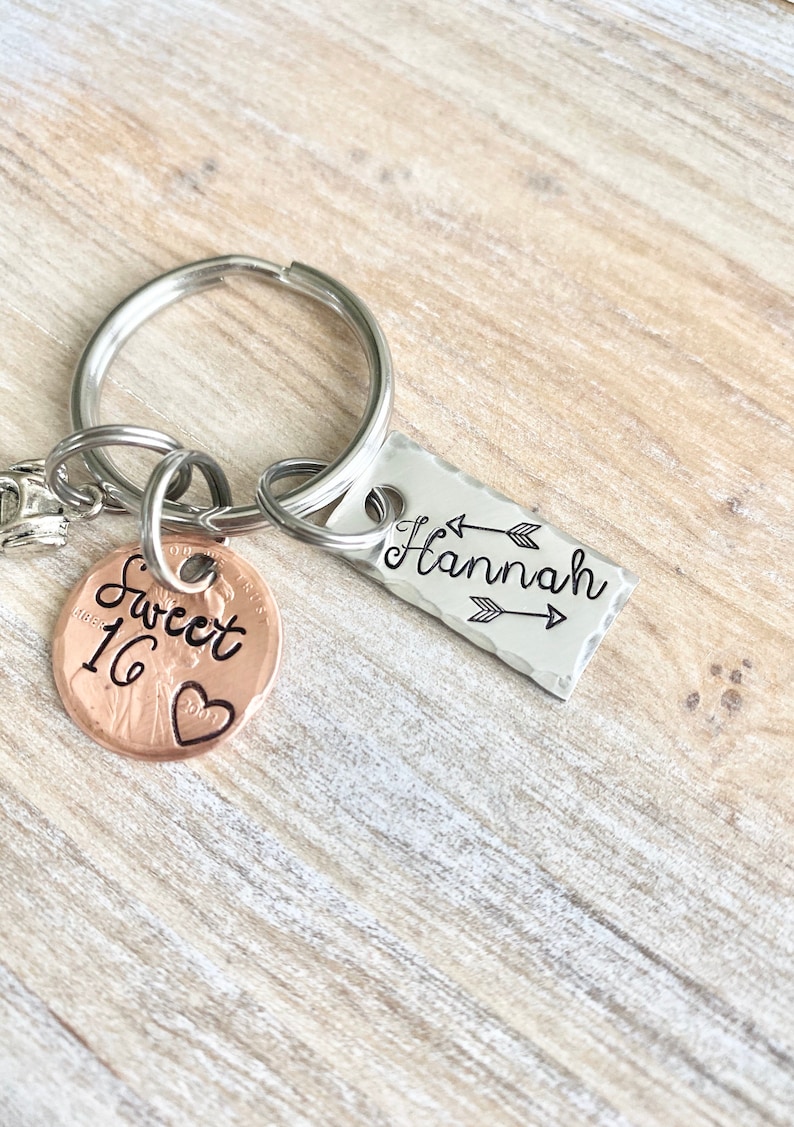 New Car Keychain,Personalized Sweet 16 Keychain, New Driver Keychain, Sweet Sixteenth Birthday Gift, Sweet 16 Gifts, Gifts For Daughter image 3