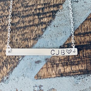 Skinny Bar Necklace Coordinates Jewelry Sterling Silver Necklace Handstamped Jewelry Handstamped Necklace Name Necklace Initials Necklace
