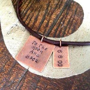 Zum Mond und zurück Mens Halskette Mann Halskette handgestempelt Halskette Geschenk für Mann Papa Schmuck Leder Halskette natürliche