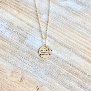 Gold Handstamped Necklace Gold Mom Necklace inhale exhale Necklace Gift for Mom Gold filled Jewelry Gold Name Jewelry 14K Gold image 4