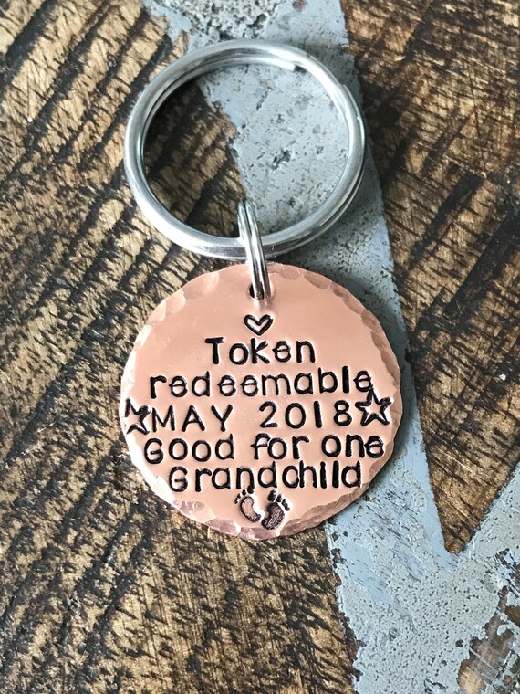 FREE SHIP USA Grandpa Keychain New Grandma Gift Grandma Keychain Grandpa Keychain Grandchild Token New Mom Gift Baby Announcement Keychain Il_570xn