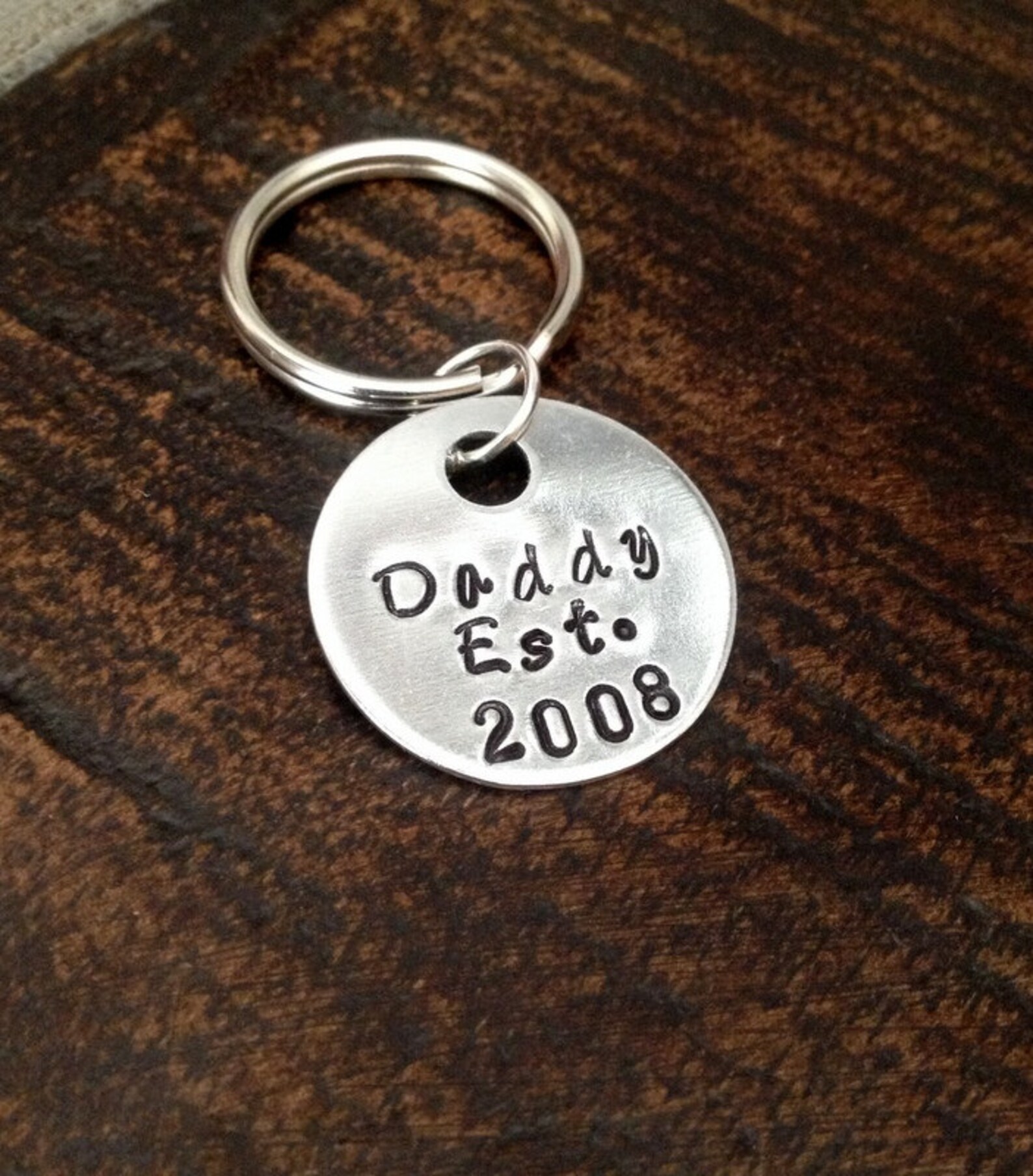 Dad Keychain Daddy Keychain Handstamped Keychain Personalized Etsy