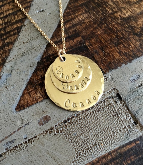 Mom Necklace Handstamped Necklace Gold Necklace Gold Layered