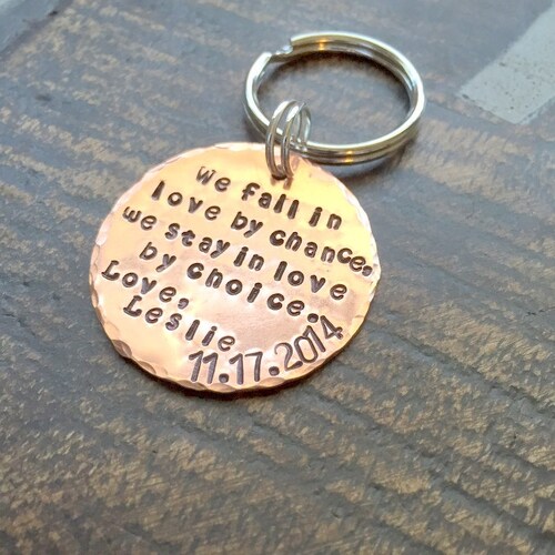 Couples Keychain Gift for Husband Gift for Wife Handstamped Etsy