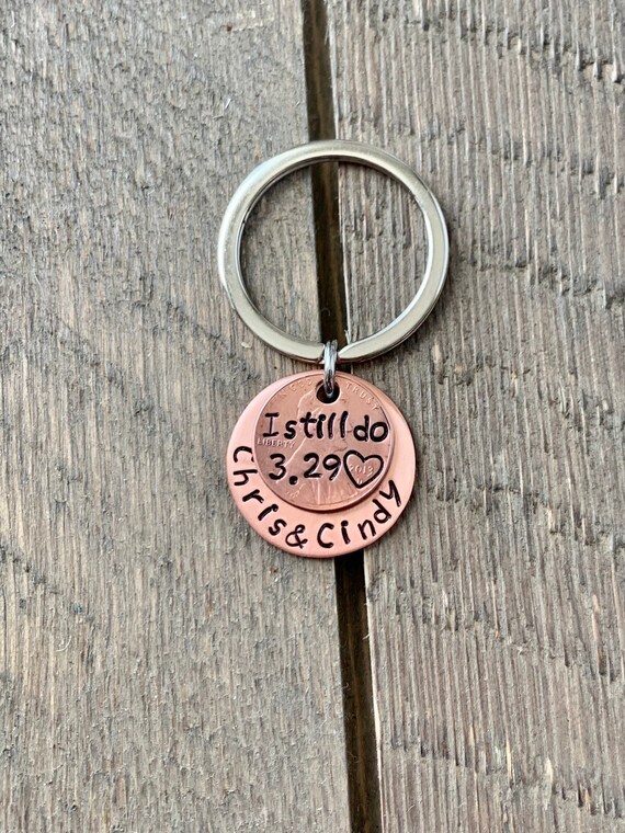 I Still Do Keychain Penny Keychain Traditional Copper 7 Year Anniversary Valentines Gift Custom Keychain Copper Keychain Il_570xn