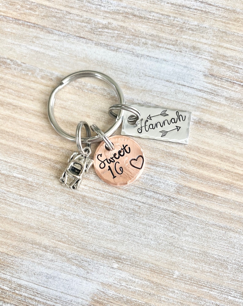 New Car Keychain,Personalized Sweet 16 Keychain, New Driver Keychain, Sweet Sixteenth Birthday Gift, Sweet 16 Gifts, Gifts For Daughter image 7