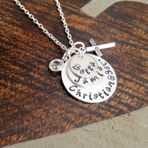 Mom Necklace Heart Necklace Handstamped Mother Necklace Handstamped Jewelry Cross Jewelry Wife Necklace Gift for Wife Gift for Mom