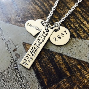 My Heart Belongs to a Police Officer Wife Necklace Police Officer Wife Necklace Handstamped Jewelry Custom Necklace Heart necklace image 5