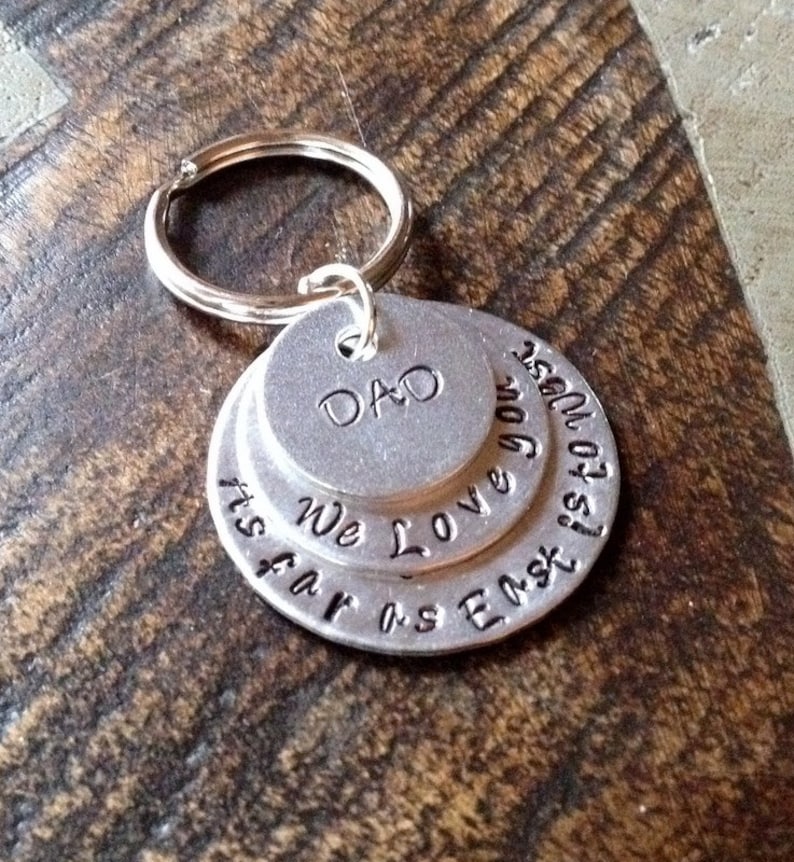 Dad Keychain Daddy Keychain Handstamped Keychain Personalized Etsy