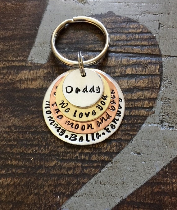 Mixed Metal Keychain Dad Keychain Daddy Keychain Handstamped Keychain Personalized Keychain Layered Keychain Dad Quote Keychain Il_570xn