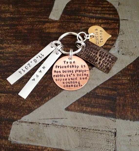 Custom Keychain True Friendship Keychain Gift for Best Friend Mixed Metals Keychain Best Friend Keychain Long Distance Gift Il_570xn