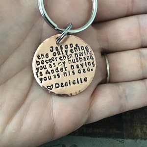 Dad Keychain Husband Keychain Handstamped Keychain Personalized Keychain Copper Keychain Quote Keychain Anniversary Gift Gift for new dad image 4