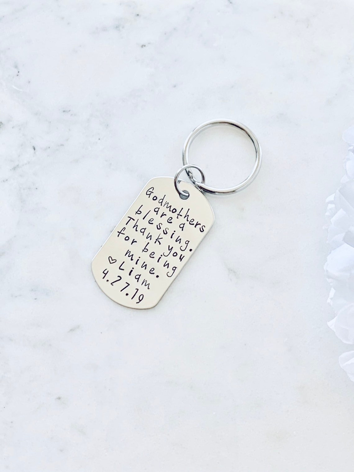 Godmother Keychain Baptism Gift Christening Keychain Etsy