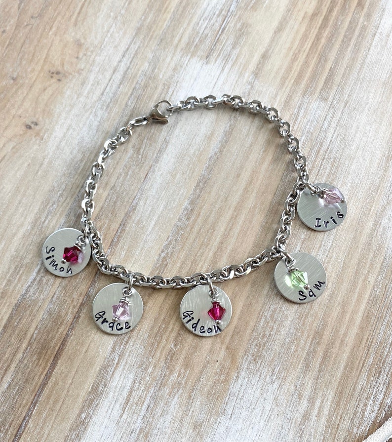Handstamped Anklet Charm Anklet Mom Anklet Custom Anklet Etsy