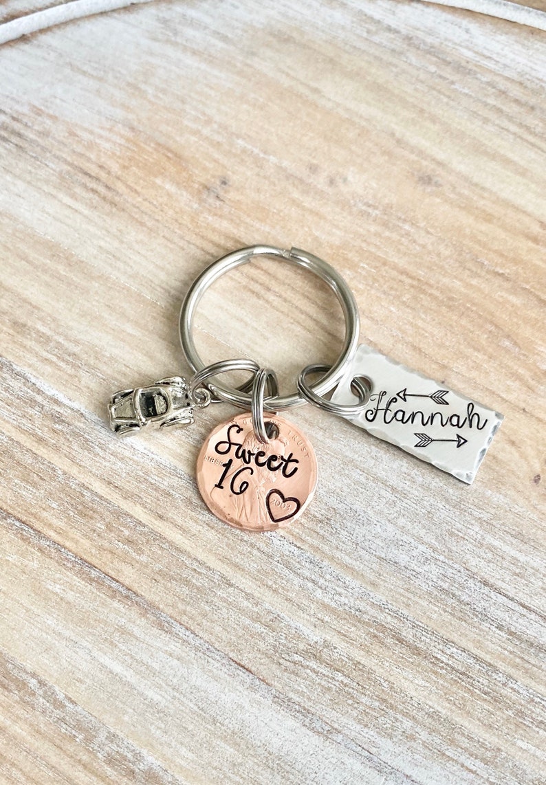 New Car Keychain,Personalized Sweet 16 Keychain, New Driver Keychain, Sweet Sixteenth Birthday Gift, Sweet 16 Gifts, Gifts For Daughter image 2