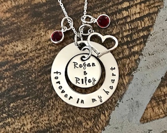 Forever In My Heart Necklace Memorial Necklace Engraved Jewelry Miscarriage Jewelry Mother Jewelry Personalized Jewelry Washer Necklace