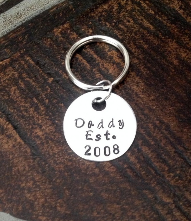 Dad Keychain Daddy Keychain Handstamped Keychain Personalized Etsy