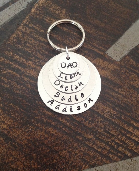Dad Keychain Daddy Keychain Handstamped Keychain Personalized Keychain Layered Keychain Dad Fathers Day Name Keychain Gift for Dad Il_570xn