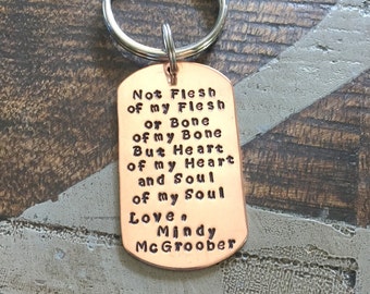 Quote Keychain Special Message Keychain Handstamped Keychain Personalized Keychain Custom Keychain Copper Keychain Gift Keychain