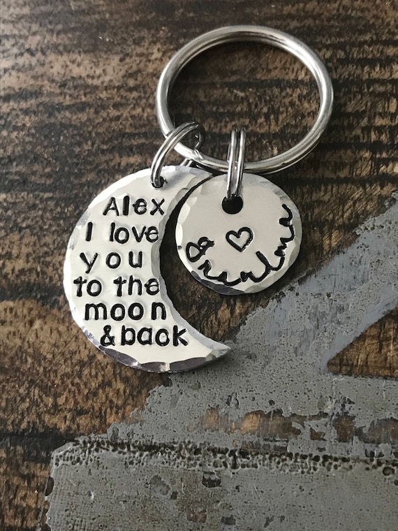FREE SHIP USA I Love You To The Moon And Back Keychain Moon Keychain Gift for Mom Anniversary gift, Couples Gifts Gift for Dad Custom Gift Il_570xn