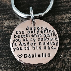 Dad Keychain Husband Keychain Handstamped Keychain Personalized Keychain Copper Keychain Quote Keychain Anniversary Gift Gift for new dad image 5