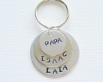 Dad Keychain Uncle Keychain Grandpa Keychain Handstamped Keychain Personalized Keychain Layered Keychain Gift Keychain